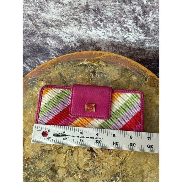 The Sak Wallet Striped Pink Knit Colorful Fold over M Classic Card Case Clutch - Picture 4 of 7